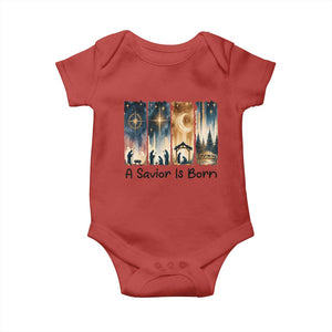 Christian Christmas Baby Onesie A Savior Is Born Jesus Nativity Scene TS11 Red Print Your Wear