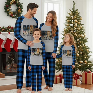 Christian Christmas Plaid Pajama Set A Savior Is Born Jesus Nativity Scene TS11 Blue Plaid Print Your Wear