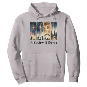 Christian Christmas Hoodie A Savior Is Born Jesus Nativity Scene TS11 Ice Gray Print Your Wear