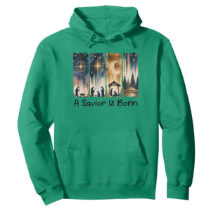 Christian Christmas Hoodie A Savior Is Born Jesus Nativity Scene TS11 Irish Green Print Your Wear