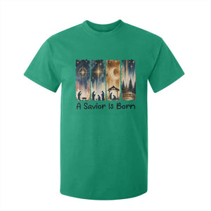 Christian Christmas T Shirt For Kid A Savior Is Born Jesus Nativity Scene TS11 Irish Green Print Your Wear