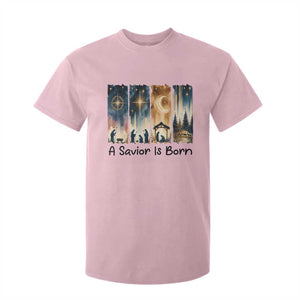 Christian Christmas T Shirt For Kid A Savior Is Born Jesus Nativity Scene TS11 Light Pink Print Your Wear