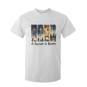 Christian Christmas T Shirt For Kid A Savior Is Born Jesus Nativity Scene TS11 White Print Your Wear