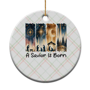 Christian Xmas Ceramic Ornament A Savior Is Born Jesus Nativity Scene TS11 1pc Christmas Plaid Print Your Wear
