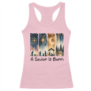 Christian Christmas Racerback Tank Top A Savior Is Born Jesus Nativity Scene TS11 Light Pink Print Your Wear