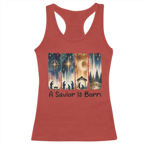 Christian Christmas Racerback Tank Top A Savior Is Born Jesus Nativity Scene TS11 Red Print Your Wear