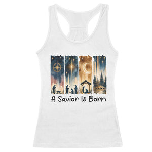 Christian Christmas Racerback Tank Top A Savior Is Born Jesus Nativity Scene TS11 White Print Your Wear