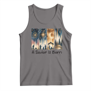 Christian Christmas Tank Top A Savior Is Born Jesus Nativity Scene TS11 Deep Heather Print Your Wear