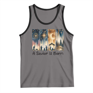 Christian Christmas Tank Top A Savior Is Born Jesus Nativity Scene TS11 Deep Heather Black Print Your Wear