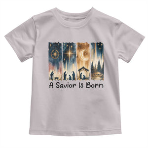 Christian Christmas Toddler T Shirt A Savior Is Born Jesus Nativity Scene TS11 Ice Gray Print Your Wear