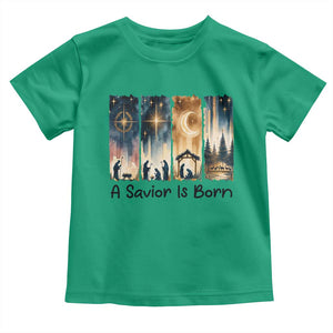 Christian Christmas Toddler T Shirt A Savior Is Born Jesus Nativity Scene TS11 Irish Green Print Your Wear