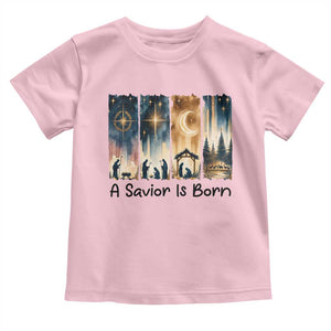 Christian Christmas Toddler T Shirt A Savior Is Born Jesus Nativity Scene TS11 Light Pink Print Your Wear