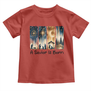 Christian Christmas Toddler T Shirt A Savior Is Born Jesus Nativity Scene TS11 Red Print Your Wear