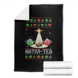 Funny Christmas Tea Lover Throw Blanket Nativi Tea Nativity Scene Christian Xmas TS11 Black Print Your Wear