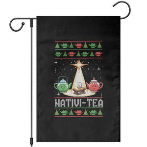 Funny Christmas Tea Lover Garden Flag Nativi Tea Nativity Scene Christian Xmas TS11 Black Print Your Wear