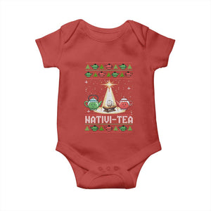 Funny Christmas Tea Lover Baby Onesie Nativi Tea Nativity Scene Christian Xmas TS11 Red Print Your Wear