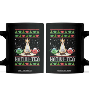 Funny Christmas Tea Lover Coffee Mug Nativi Tea Nativity Scene Christian Xmas TS11 Black Print Your Wear