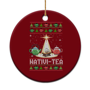 Funny Christmas Tea Lover Ceramic Ornament Nativi Tea Nativity Scene Christian Xmas TS11 1pc Red Print Your Wear