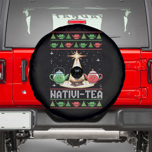 Funny Christmas Tea Lover Spare Tire Cover Nativi Tea Nativity Scene Christian Xmas TS11 Black Print Your Wear