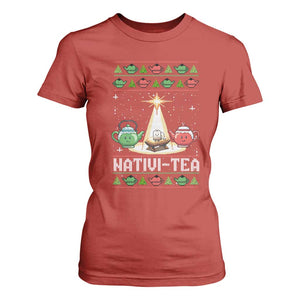Funny Christmas Tea Lover T Shirt For Women Nativi Tea Nativity Scene Christian Xmas TS11 Red Print Your Wear