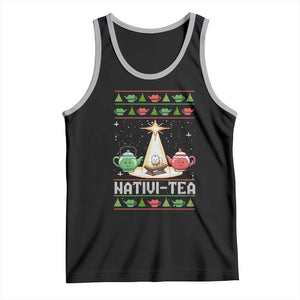 Funny Christmas Tea Lover Tank Top Nativi Tea Nativity Scene Christian Xmas TS11 Black Athletic Heather Print Your Wear