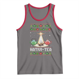 Funny Christmas Tea Lover Tank Top Nativi Tea Nativity Scene Christian Xmas TS11 Deep Heather Red Print Your Wear