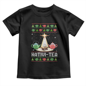 Funny Christmas Tea Lover Toddler T Shirt Nativi Tea Nativity Scene Christian Xmas TS11 Black Print Your Wear