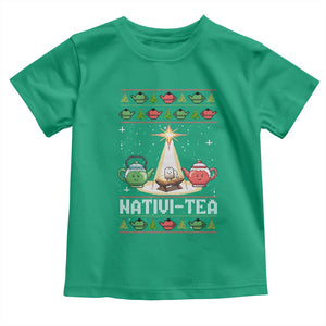 Funny Christmas Tea Lover Toddler T Shirt Nativi Tea Nativity Scene Christian Xmas TS11 Irish Green Print Your Wear