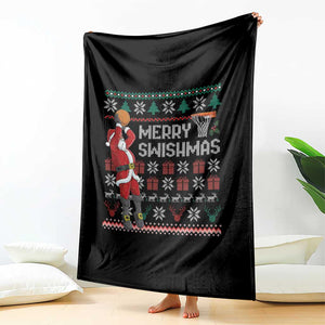 Funny Black Santa Christmas Basketball Throw Blanket Merry Swishmass Xmas Sport TS11 Print Your Wear