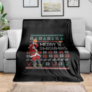 Funny Black Santa Christmas Basketball Throw Blanket Merry Swishmass Xmas Sport TS11 Print Your Wear