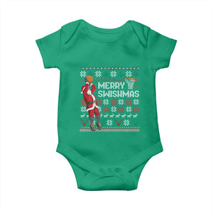 Funny Black Santa Christmas Basketball Baby Onesie Merry Swishmass Xmas Sport TS11 Irish Green Print Your Wear