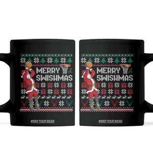 Funny Black Santa Christmas Basketball Coffee Mug Merry Swishmass Xmas Sport TS11 Black Print Your Wear