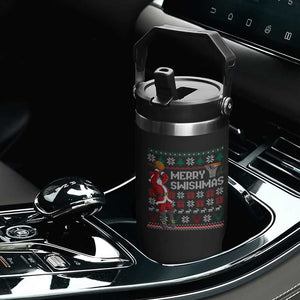 Funny Black Santa Christmas Basketball Flip Straw Tumbler Merry Swishmass Xmas Sport TS11 Print Your Wear