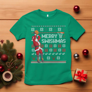 Funny Black Santa Christmas Basketball T Shirt Merry Swishmass Xmas Sport TS11 Irish Green Print Your Wear