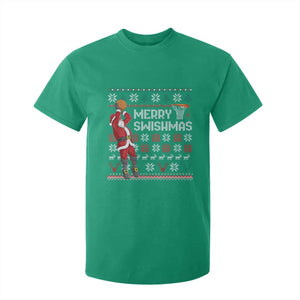 Funny Black Santa Christmas Basketball T Shirt For Kid Merry Swishmass Xmas Sport TS11 Irish Green Print Your Wear