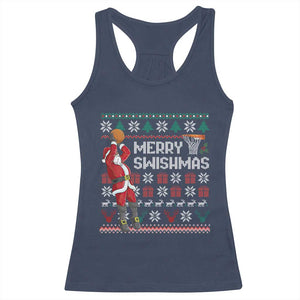 Funny Black Santa Christmas Basketball Racerback Tank Top Merry Swishmass Xmas Sport TS11 Navy Print Your Wear