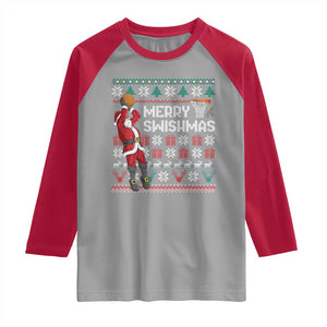 Funny Black Santa Christmas Basketball Raglan Shirt Merry Swishmass Xmas Sport TS11 Sport Gray Red Print Your Wear