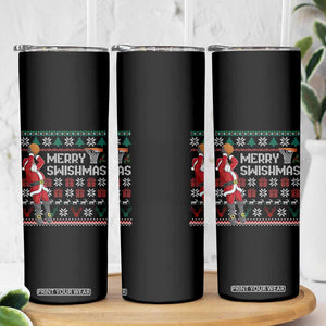 Funny Black Santa Christmas Basketball Skinny Tumbler Merry Swishmass Xmas Sport TS11 Print Your Wear