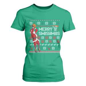Funny Black Santa Christmas Basketball T Shirt For Women Merry Swishmass Xmas Sport TS11 Irish Green Print Your Wear