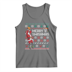 Funny Black Santa Christmas Basketball Tank Top Merry Swishmass Xmas Sport - Print Your Wear