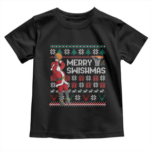 Funny Black Santa Christmas Basketball Toddler T Shirt Merry Swishmass Xmas Sport TS11 Black Print Your Wear