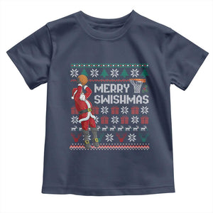 Funny Black Santa Christmas Basketball Toddler T Shirt Merry Swishmass Xmas Sport TS11 Navy Print Your Wear