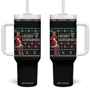 Funny Black Santa Christmas Basketball Tumbler With Handle Merry Swishmass Xmas Sport TS11 One Size: 40 oz Black Print Your Wear