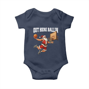 Funny Christmas Basketball Baby Onesie Out Here Ballin Xmas Santa Sport TS11 Navy Print Your Wear