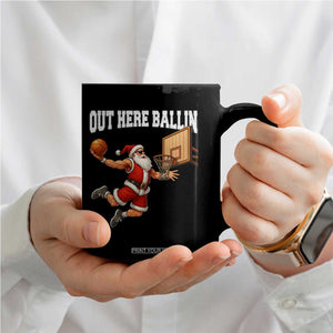 Funny Christmas Basketball Coffee Mug Out Here Ballin Xmas Santa Sport TS11 Print Your Wear