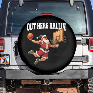 Funny Christmas Basketball Spare Tire Cover Out Here Ballin Xmas Santa Sport TS11 No hole Black Print Your Wear