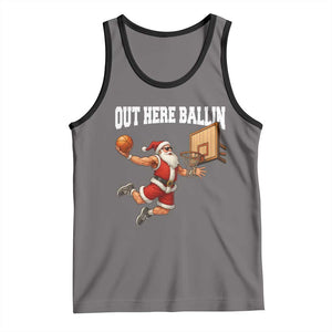Funny Christmas Basketball Tank Top Out Here Ballin Xmas Santa Sport TS11 Deep Heather Black Print Your Wear