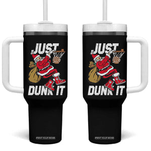 Funny Christmas Basketball Tumbler With Handle Just Dunk It Xmas Santa Sport TS11 One Size: 40 oz Black Print Your Wear