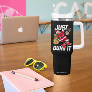 Funny Christmas Basketball Tumbler With Handle Just Dunk It Xmas Santa Sport TS11 Print Your Wear