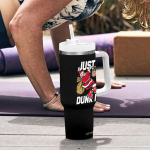Funny Christmas Basketball Tumbler With Handle Just Dunk It Xmas Santa Sport TS11 Print Your Wear